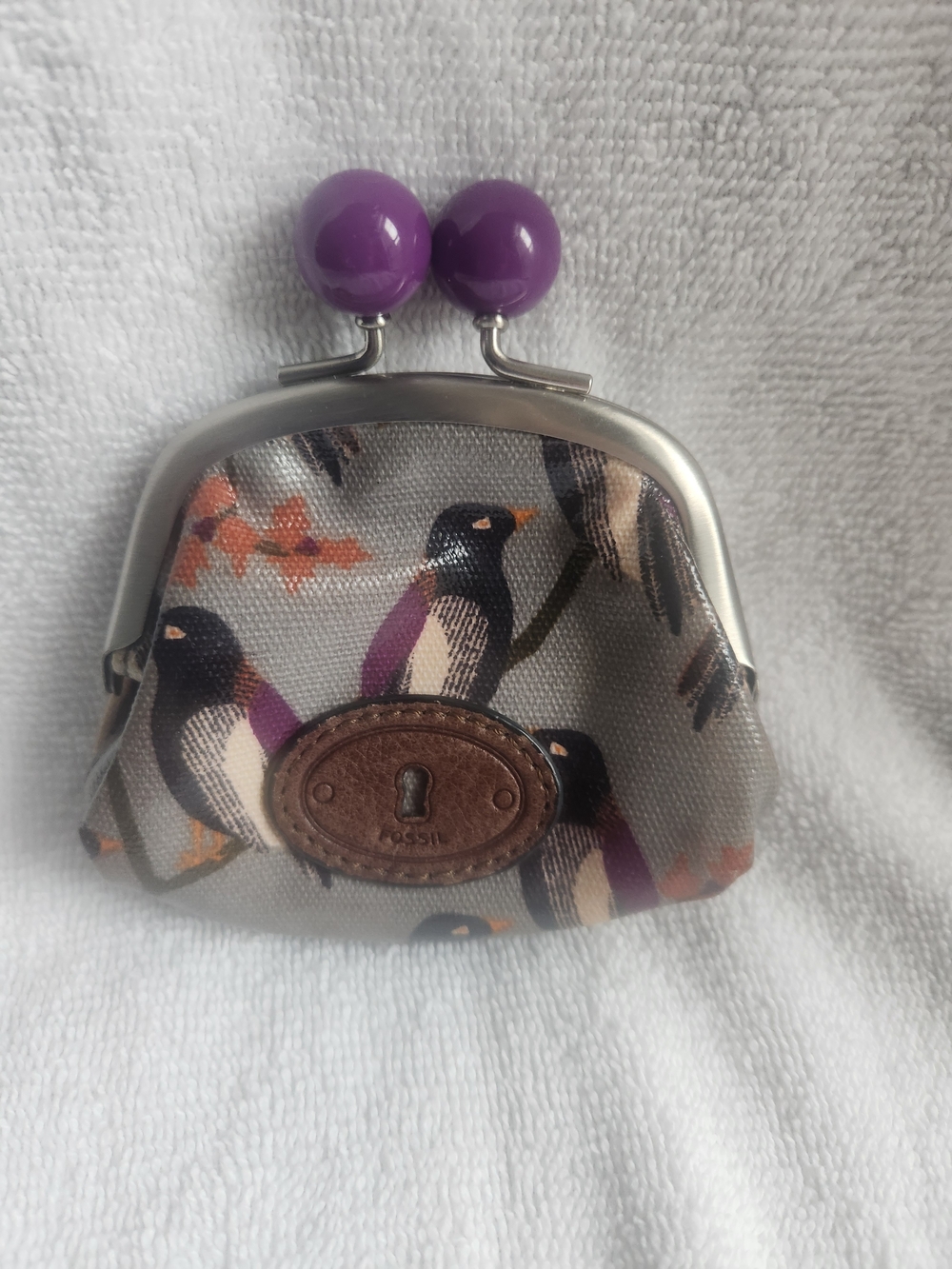 Rare Vintage Fossil Key Per Bird Kisslock  Coin Purse